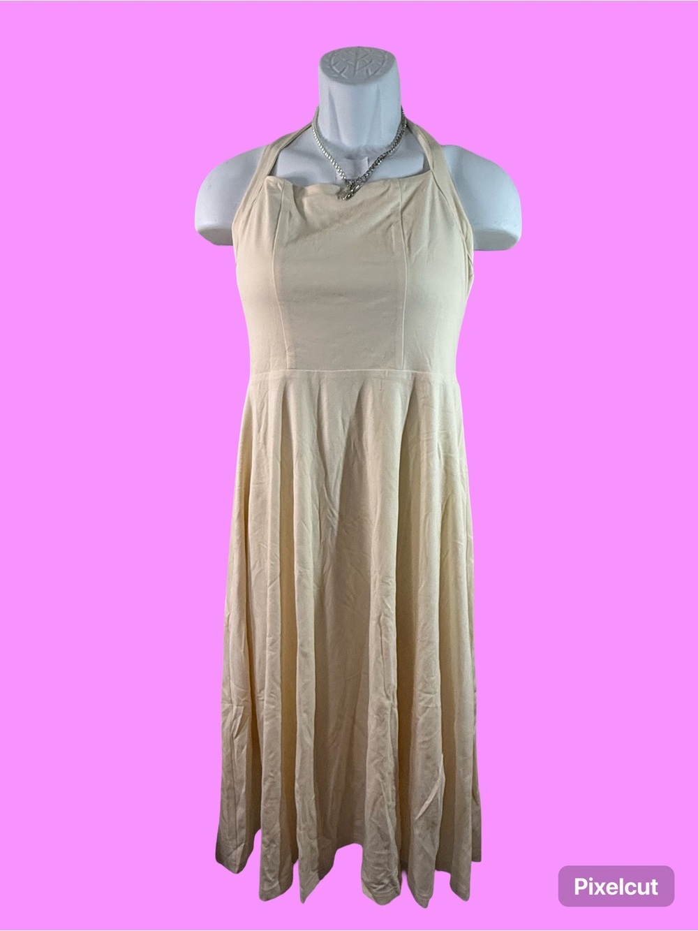 Women's Cream Halter Maxi Dress - Easygoing Summer Style